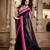 Moiaa black with pink border chiffon designer saree with matching blouse