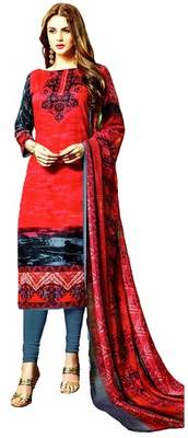 Pink Embroidered Lawn Cotton Unstitched Salwar With Dupatta 1