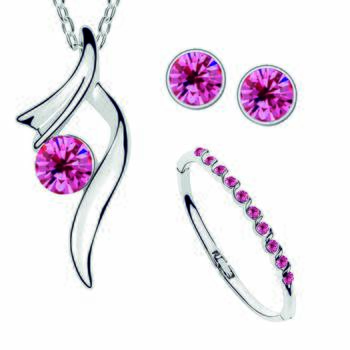 Pink crystal jewellery-combo 1