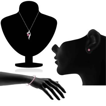 Pink crystal jewellery-combo 2