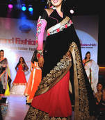 Pink Black Bollywood Sleeve saree