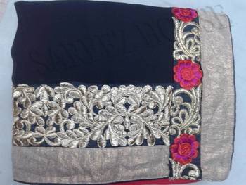 Pink Black Bollywood Sleeve saree 6