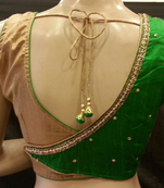 Green rawsilk handwork blouse