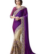 Blue embroidered georgette saree with blouse