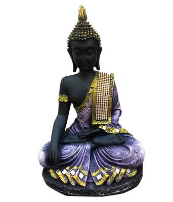 India Polyresine Sitting Buddha Showpiece Purple  and  Black 1