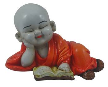 India Polyresine Baby Buddha Reading Book Showpiece 2