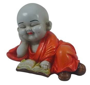India Polyresine Baby Buddha Reading Book Showpiece 3