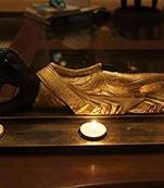 India Polyresine Buddha Idol with Candles  and  Wooden Tray