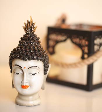 India Antique Buddha Head Idol (White) 1