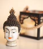 India Antique Buddha Head Idol (White)