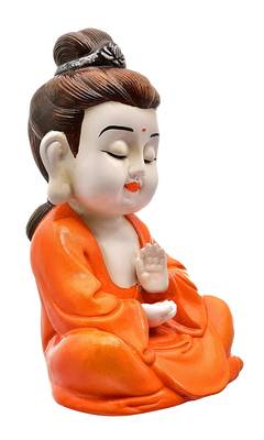 India Orange Color Buddha In Meditating Posture for Gifting  and  Home Décor 1
