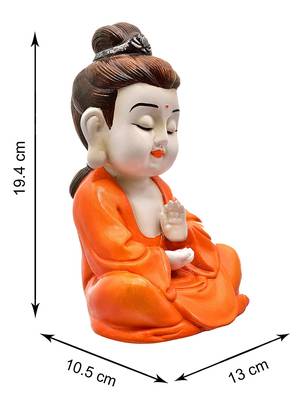 India Orange Color Buddha In Meditating Posture for Gifting  and  Home Décor 2