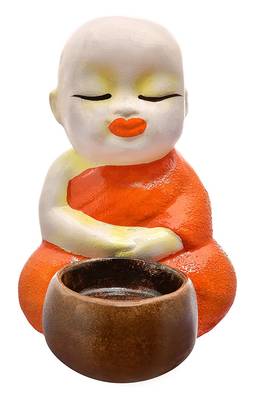 India Polyresine Sitting Monks Candle Holder 1