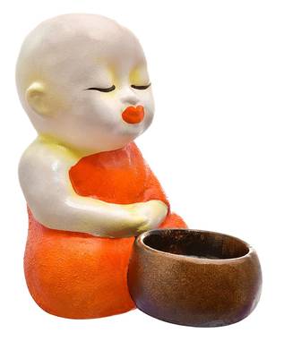 India Polyresine Sitting Monks Candle Holder 2