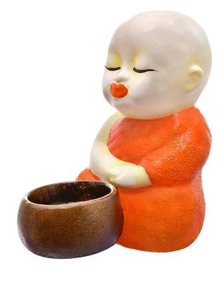 India Polyresine Sitting Monks Candle Holder 3