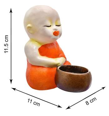 India Polyresine Sitting Monks Candle Holder 4