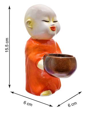 India Polyresine Standing Monks Candle Holder 2