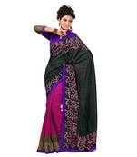 Pink printed bhagalpuri silk saree with blouse