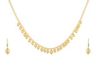 Elegant Gold Plated Drop Pearl Necklace with Earrings 1