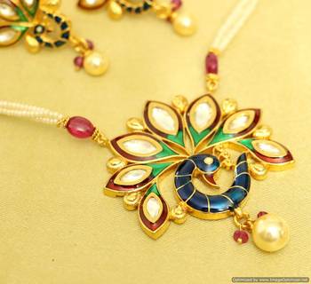 Kundan Meenakari Peacock Polki Necklace Set 2