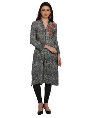 Grey embroidered rayon party-wear-kurtis 1