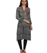 Grey embroidered rayon party-wear-kurtis