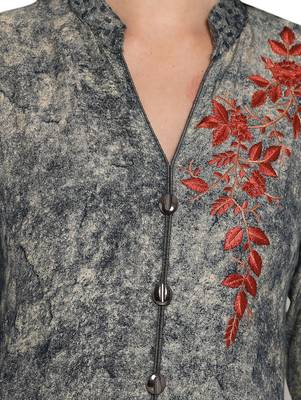 Grey embroidered rayon party-wear-kurtis 4