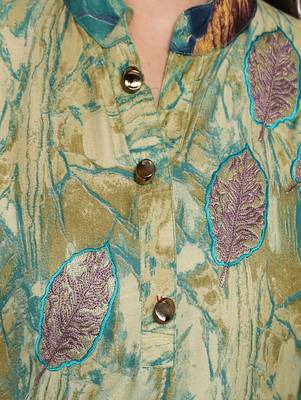 Turquoise embroidered rayon party-wear-kurtis 4