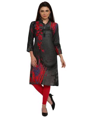 Grey embroidered rayon party-wear-kurtis 1