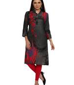 Grey embroidered rayon party-wear-kurtis