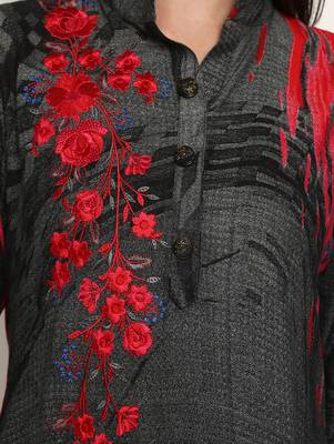 Grey embroidered rayon party-wear-kurtis 3