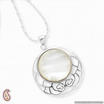 Round Shell Silver Pendant 1
