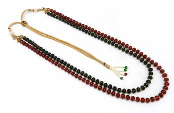 New Creation Tyre Shape Glass Coated Beads Two String Multi Color Necklace Mala 1