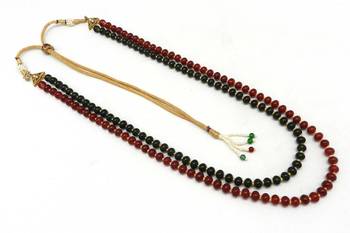 New Creation Tyre Shape Glass Coated Beads Two String Multi Color Necklace Mala 2