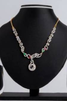 Designer American Diamond Necklace set with Multicolour stones