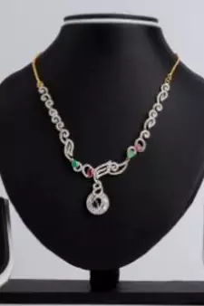 Designer American Diamond Necklace set with Multicolour stones