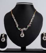 Designer American Diamond Necklace set with Multicolour stones