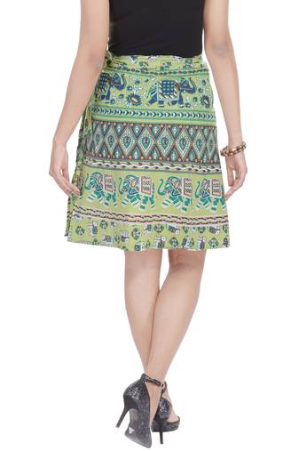 Green printed Cotton Rajasthani skirts