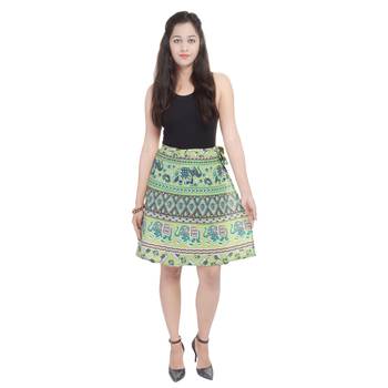 Green printed Cotton Rajasthani skirts 2
