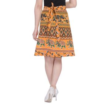 Yellow printed Cotton Rajasthani skirts 1
