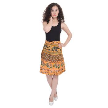 Yellow printed Cotton Rajasthani skirts 2