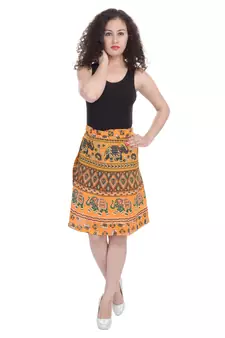 Yellow printed Cotton Rajasthani skirts