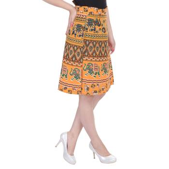 Yellow printed Cotton Rajasthani skirts 3