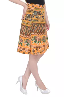 Yellow printed Cotton Rajasthani skirts