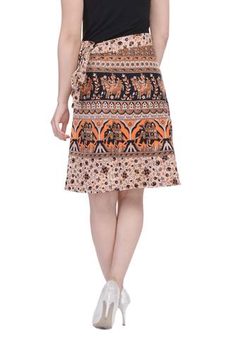 Beige printed Cotton Rajasthani skirts