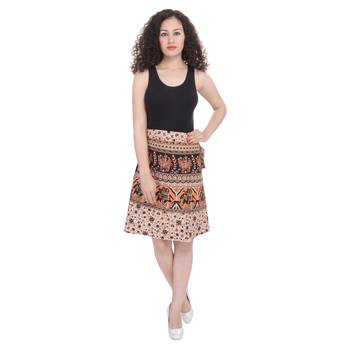 Beige printed Cotton Rajasthani skirts 2