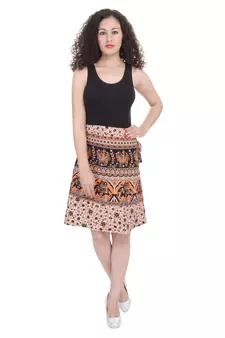 Beige printed Cotton Rajasthani skirts