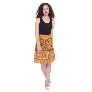 Yellow printed Cotton Rajasthani skirts 2