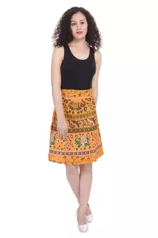 Yellow printed Cotton Rajasthani skirts