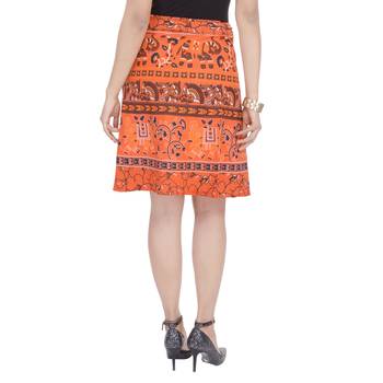 Orange printed Cotton Rajasthani skirts 1